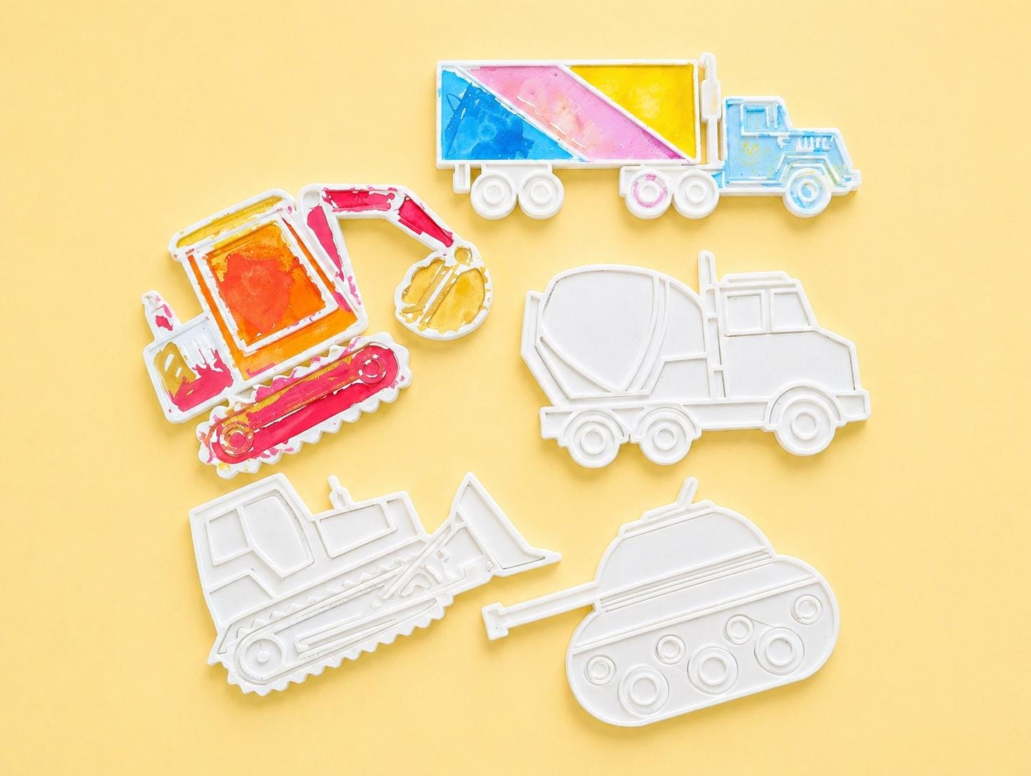 Reusable Vehicle Craft Set for Kids | Paintable Toddler Coloring Activity (Set of 5)