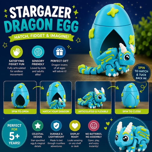 Stargazer Dragon Egg Fidget Toy — Articulated Baby Dragon Surprise