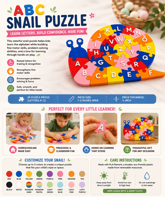 ABC Snail Puzzle — Alphabet Learning Toy for Toddlers & Preschoolers