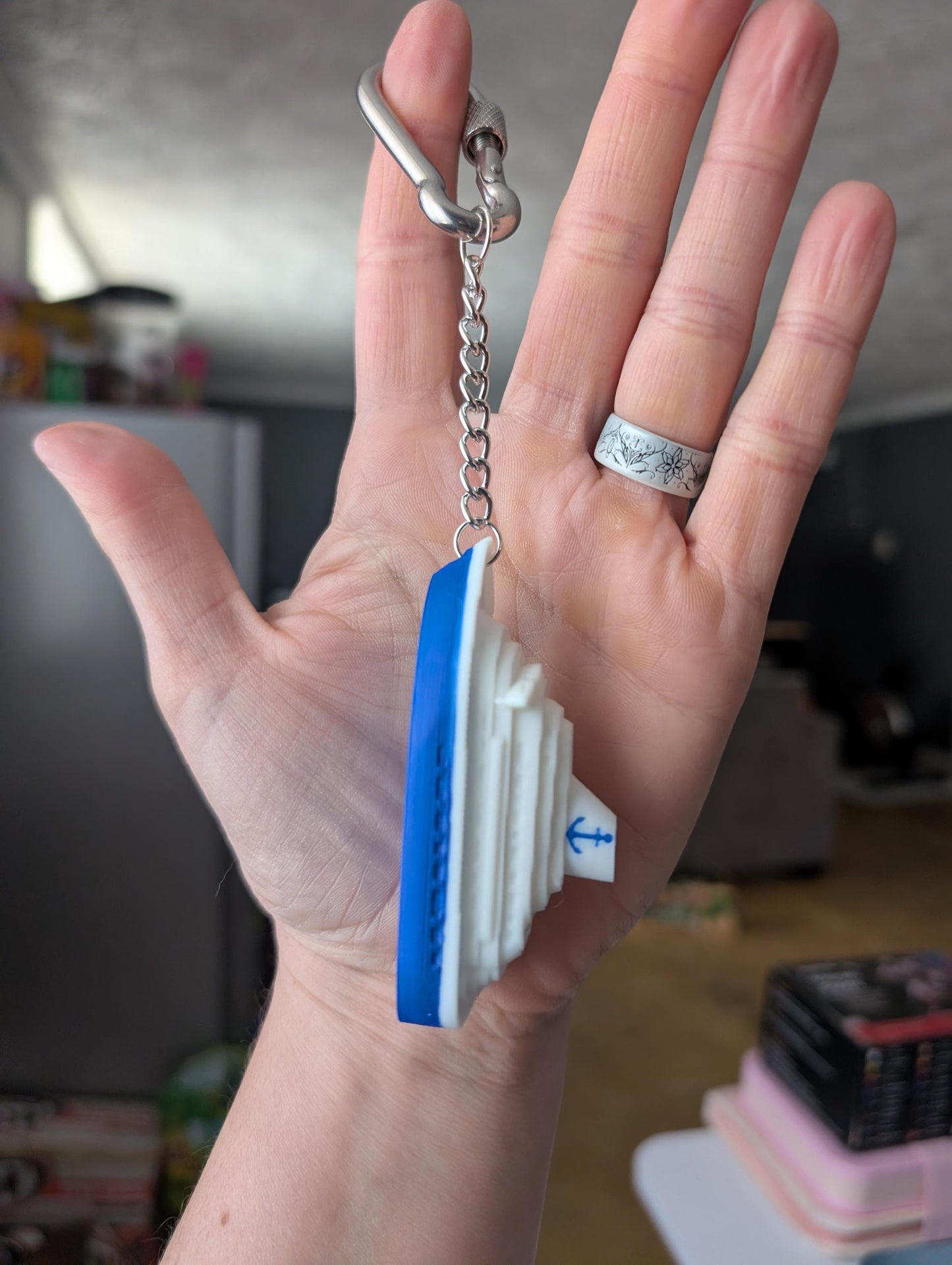 Cruise Ship Keychain — Nautical Travel Accessory & Luggage Charm