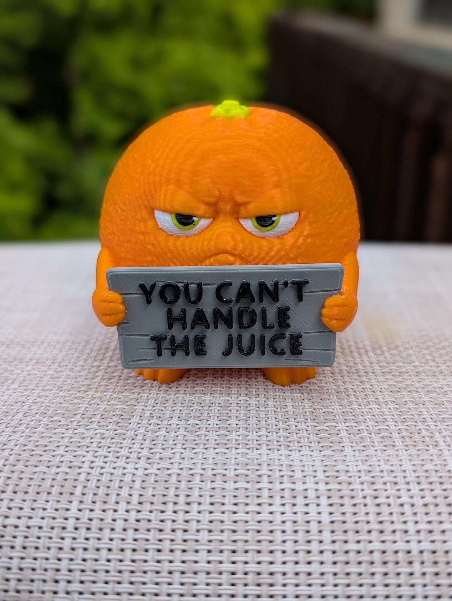 Grumpy Orange — Funny Desk Figurine with 3 Interchangeable Signs