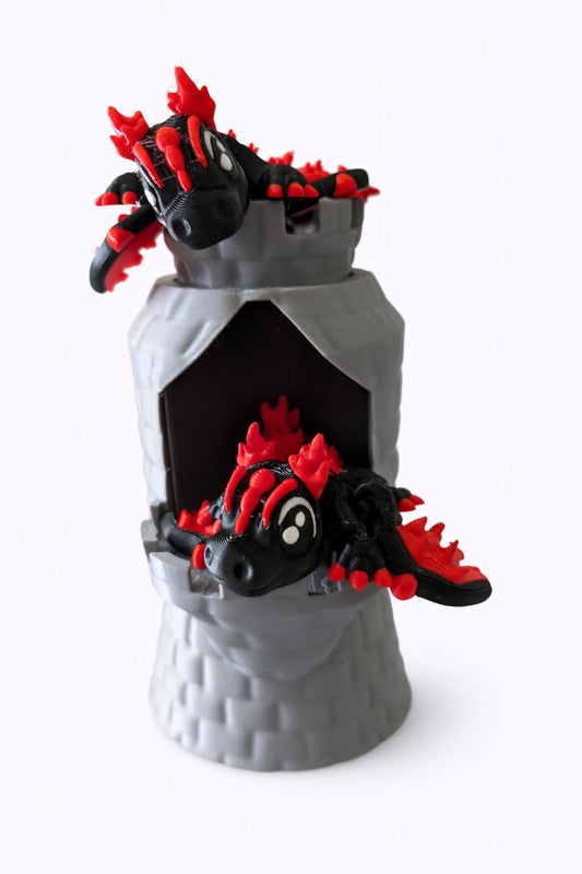 Dragon Castle Tower Play Set — Fantasy Dragon Hideaway with Secret Compartment