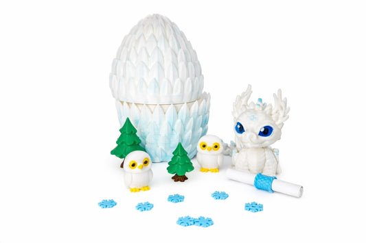 Winter Dragon Egg Surprise Set — Ice Dragon, Snow Owls & Frosted Woodland