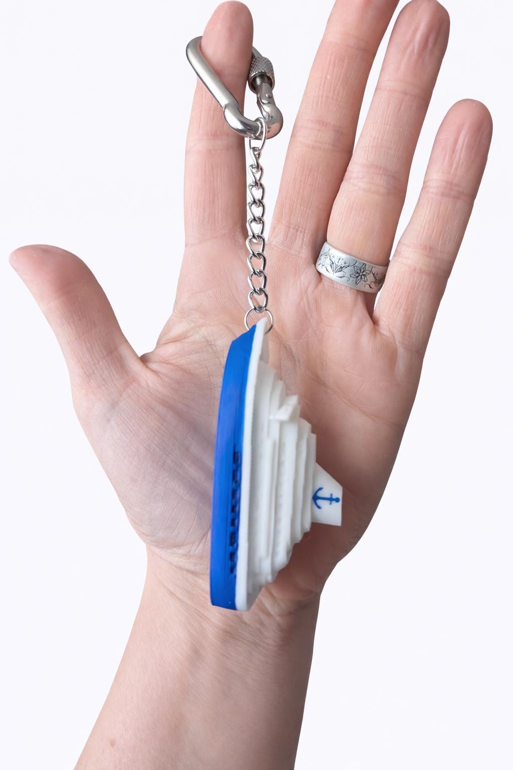 Cruise Ship Keychain — Nautical Travel Accessory & Luggage Charm