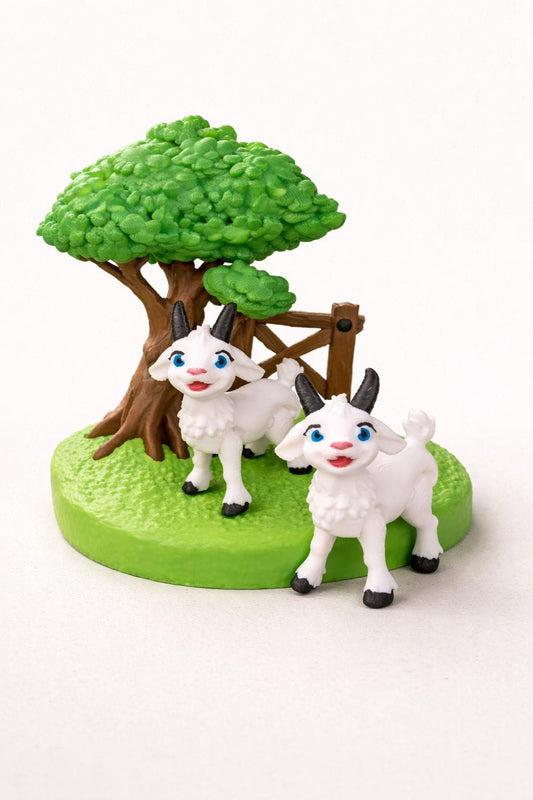Articulating Goat Farm Playset — 3D Printed Hand-Painted Montessori Diorama