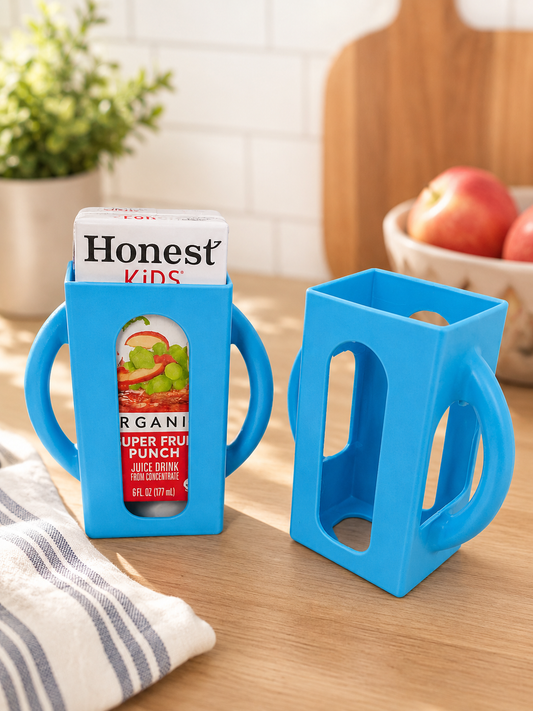 Toddler Juice Box Holder Set | No-Squeeze Drink Holder for Kids (Set of 2)