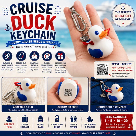 Cruise Duck Bag Charm & Keychain | Custom Travel Duck Accessory