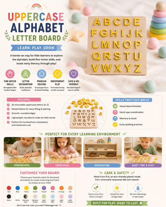 Uppercase Alphabet Letter Board — 3D Printed Learning Aid