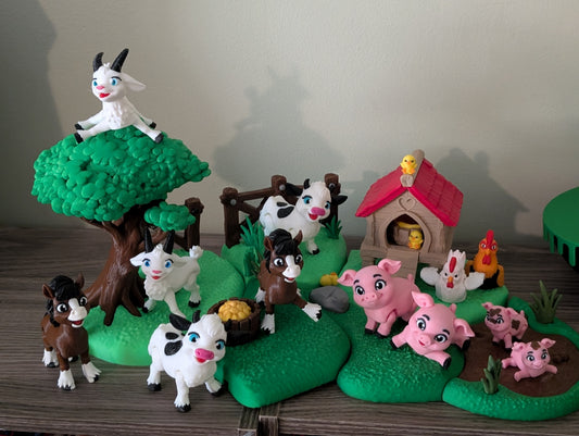 Tiny Farm Collection Mega Playset — 5 Connected Farm Sets & Articulating Animals
