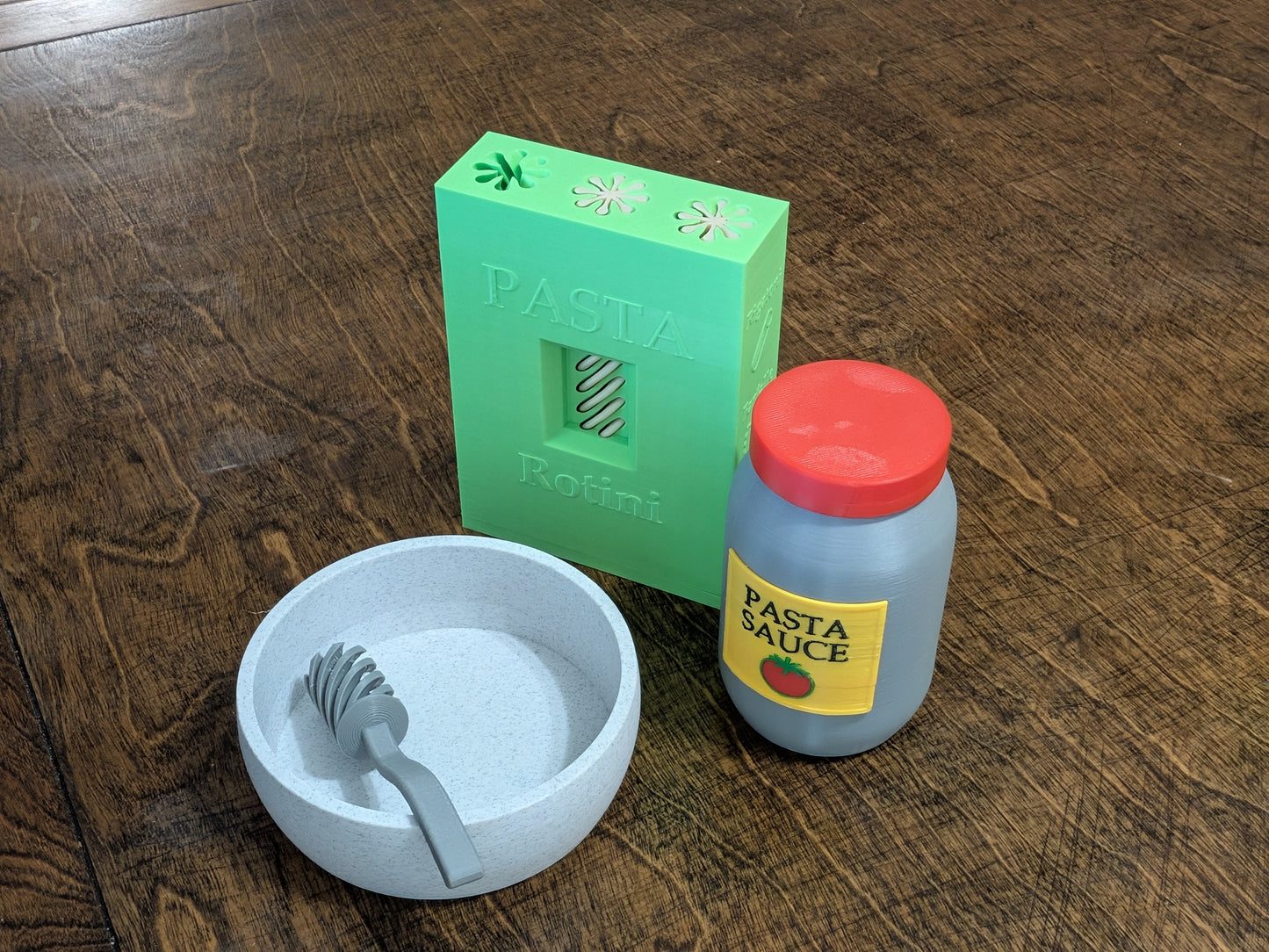 Pasta Playset for Toddlers — Rotini Bowl, Sauce Jar, Fork & Box | Montessori-Style Fine Motor Toy