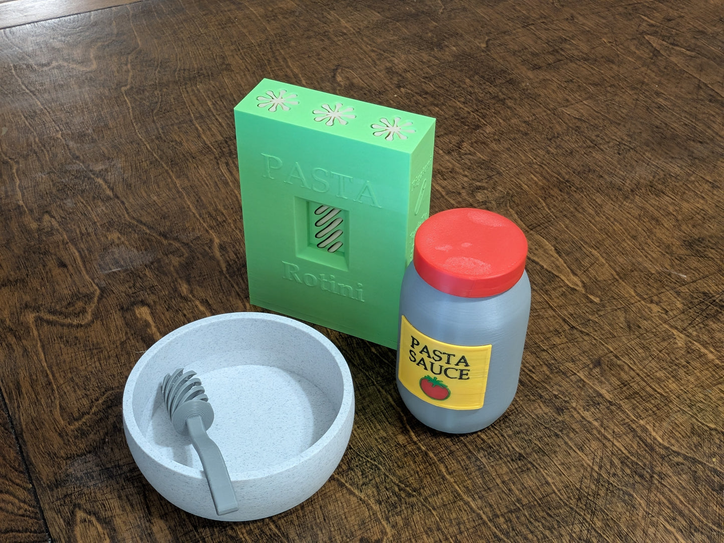 Pasta Playset for Toddlers — Rotini Bowl, Sauce Jar, Fork & Box | Montessori-Style Fine Motor Toy