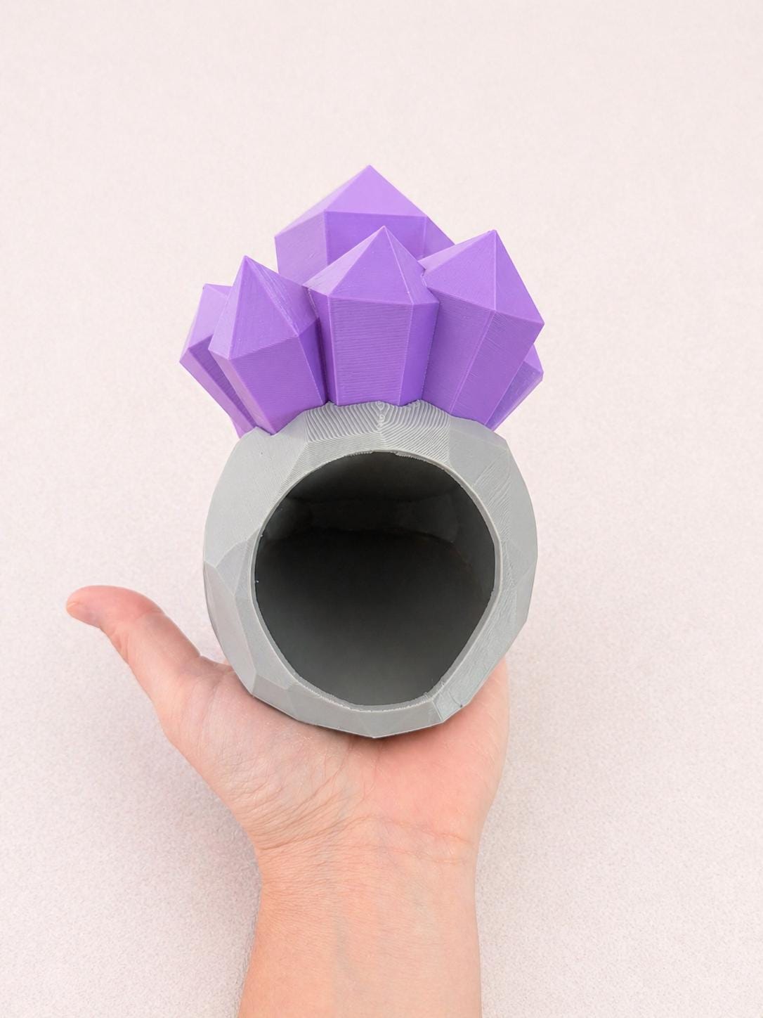 Crystal Cave Baby Dragon — 3D Printed Fantasy Figurine & Geode Hideaway