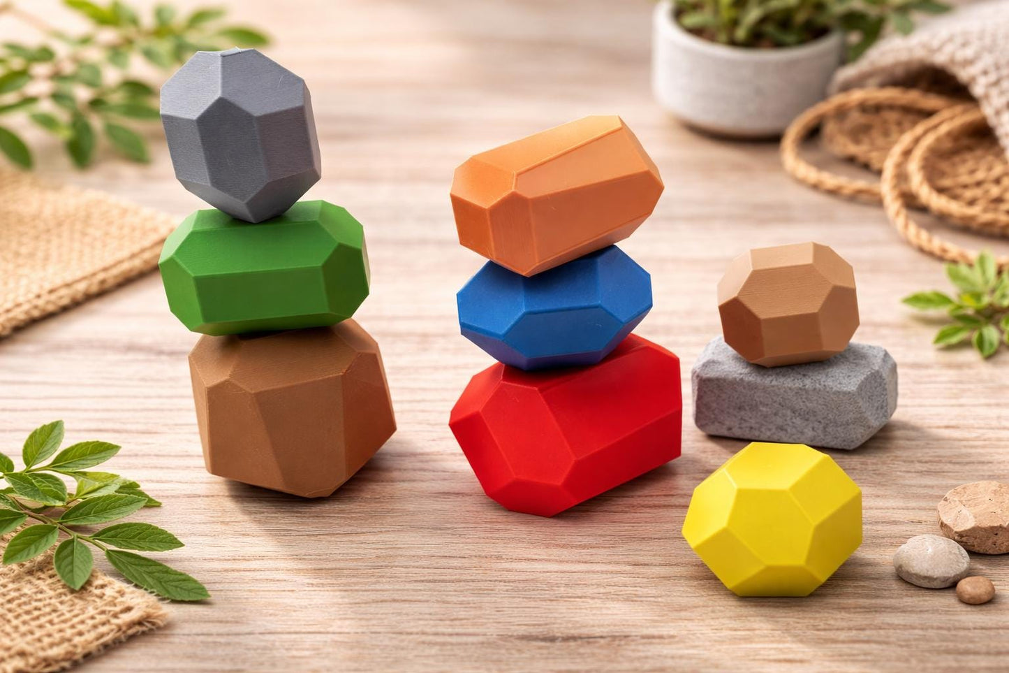 Montessori Stacking Rocks — 15-Piece Balancing Stones Set