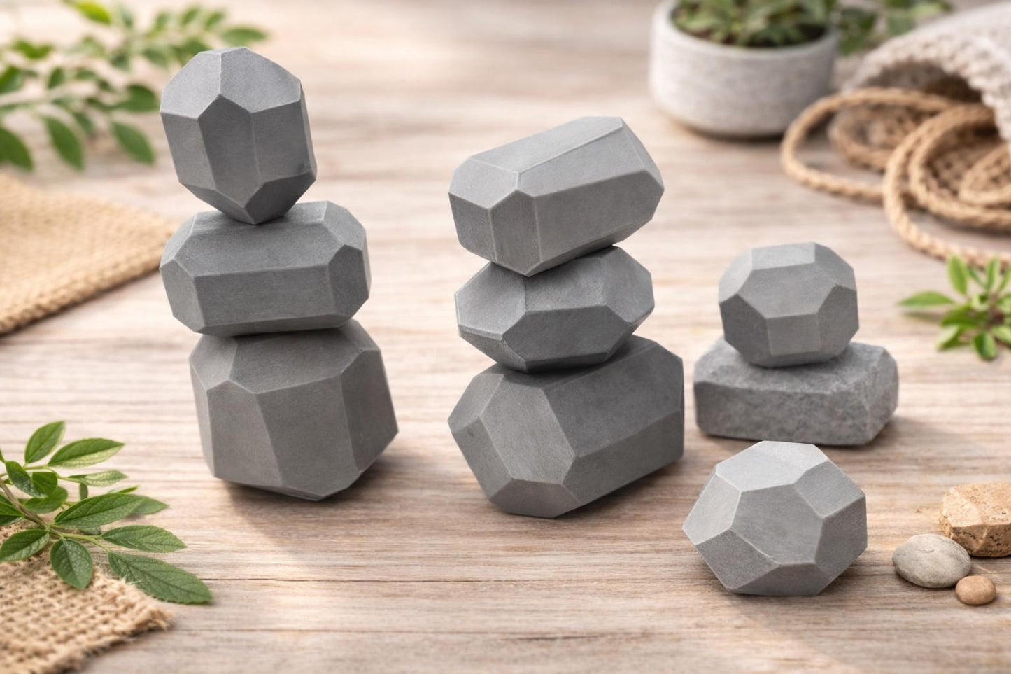 Montessori Stacking Rocks — 15-Piece Balancing Stones Set