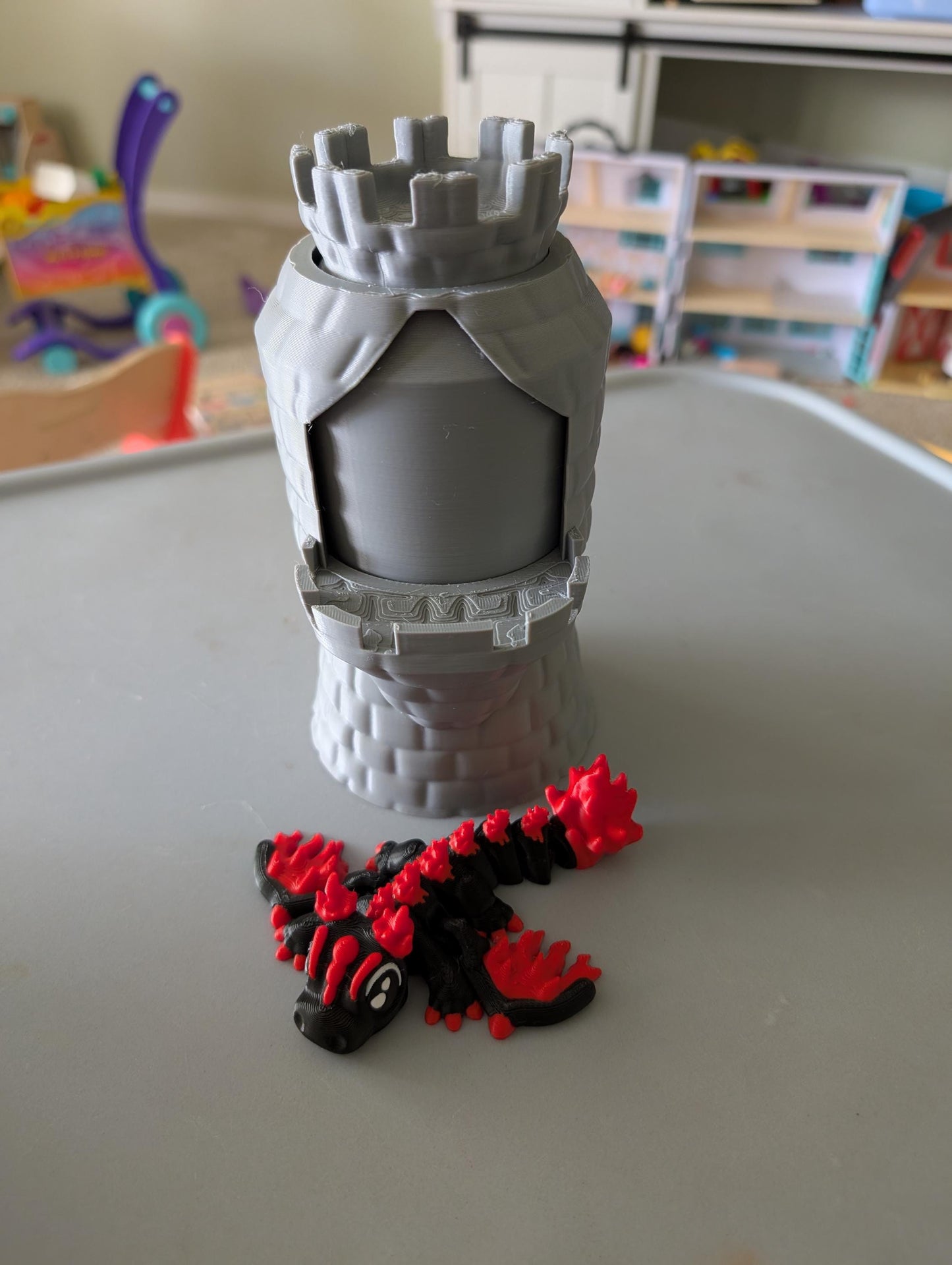 Dragon Castle Tower Play Set — Fantasy Dragon Hideaway with Secret Compartment