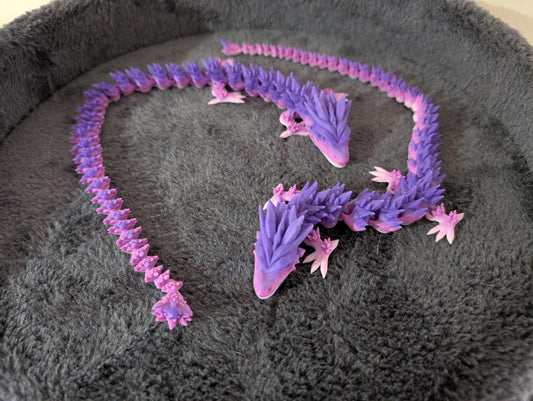 Articulated Dream Dragon Set | Purple Crystal Fidget Desk Pet (8-10 inches)
