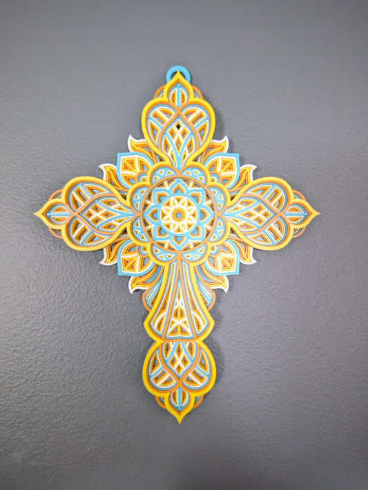 Layered Celtic Cross Wall Art | Colorful Knot Design, Faith Home Décor