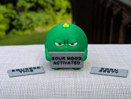 Grumpy Lime — Funny Desk Figurine with 3 Interchangeable Signs